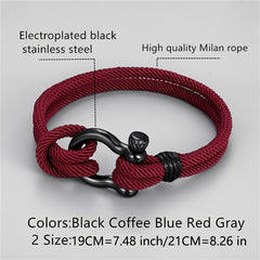 Survival Stainless Steel Outdoor Camping Horseshoe Buckle Bracelet