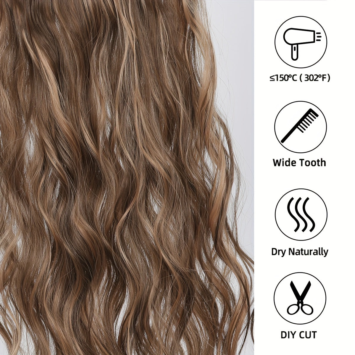 55-88 cm Water Wave Clip-In Hair Extensions with Secure Clips