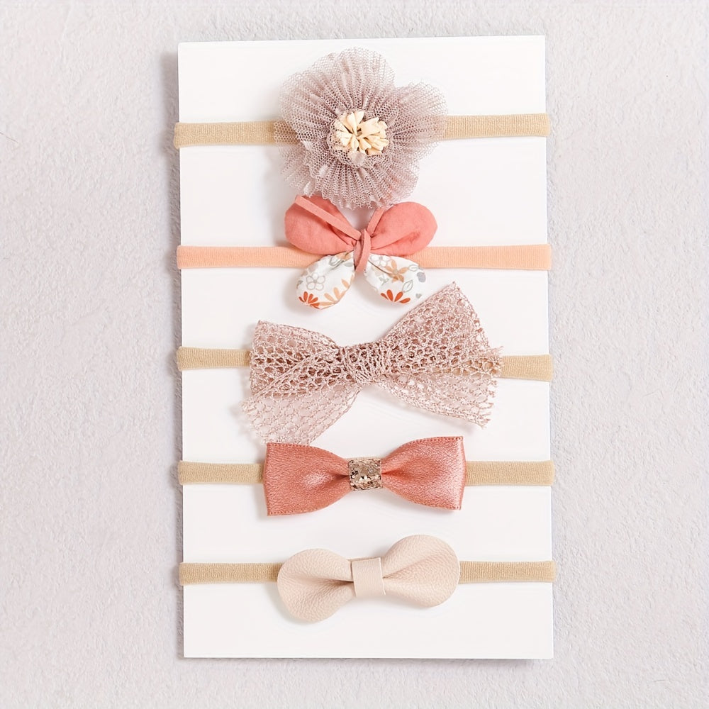 5pcs Baby Girls Flowers Bow Butterfly Headband Elastic Hairband