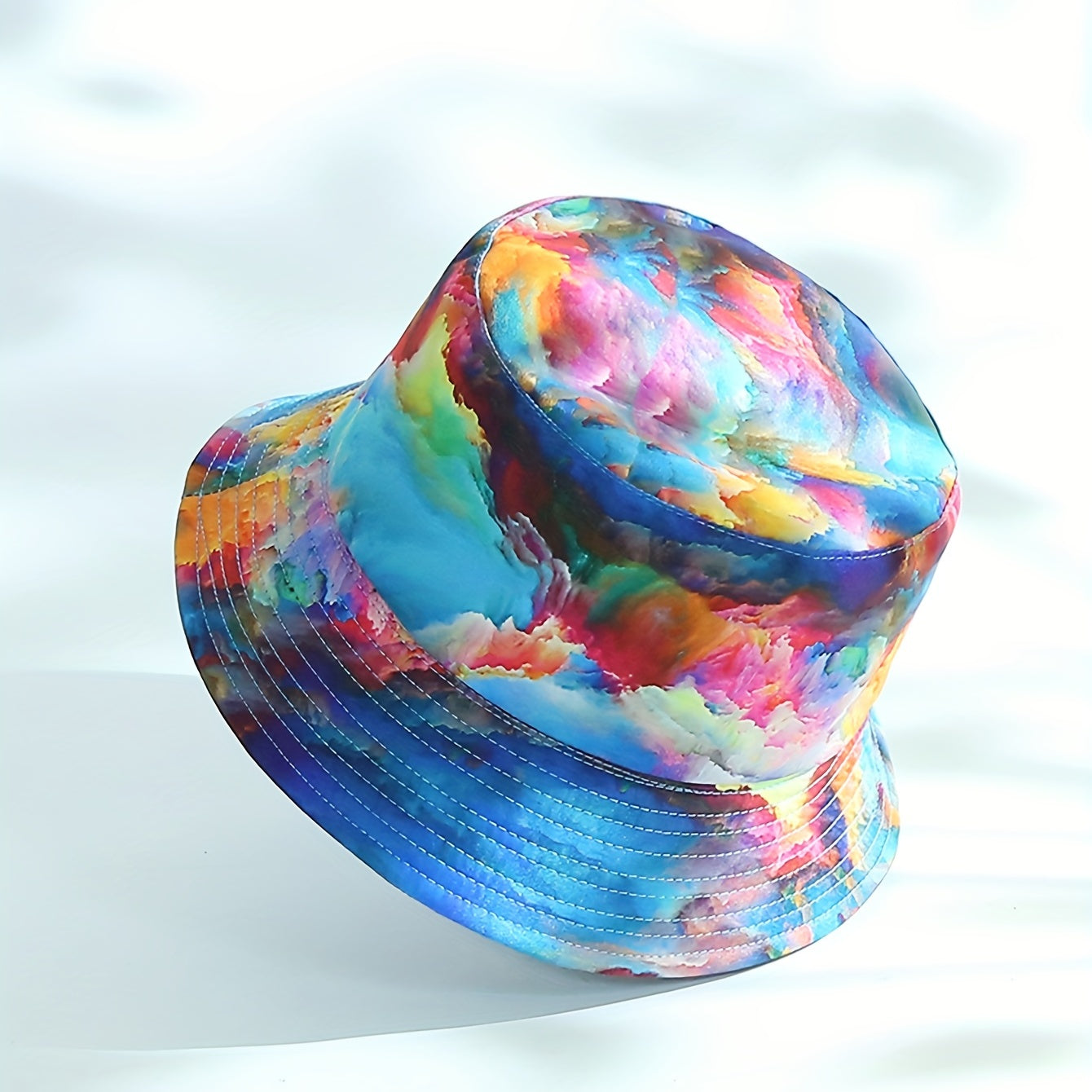 Tie Dye Print Bucket Hat Colorful Cartoon Basin Hat Lightweight Sunscreen Fisher