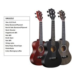 21 23 Inch Basswood Ukulele Bundle Bag Tuner Pick Capo Strap S