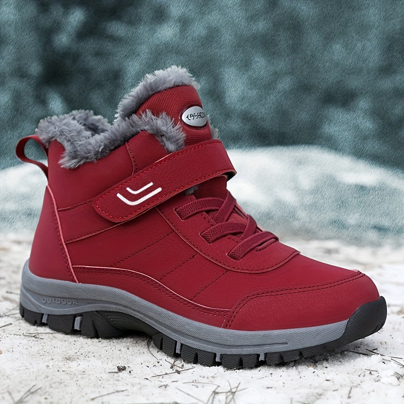 Burgundy Thermal Snow Boots Women Waterproof Non-slip Shoes Fall Winter