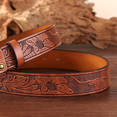 Bull Head Pattern Buckle Western Cowboy Belt Men's PU Leather Belt