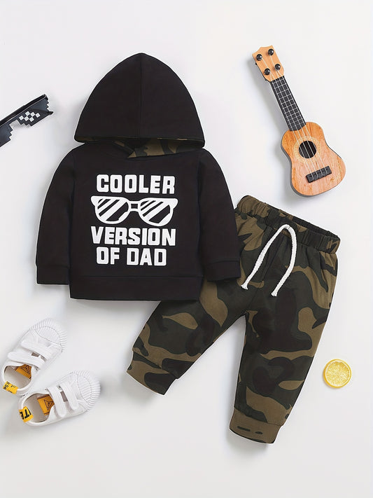 COOLER VERSION OF DAD Camo Outfit Hoodie Top & Pants 2pcs Baby Boy Clothes