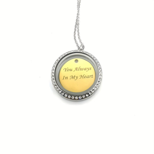Custom Silver Rhinestone Pet Memorial Pendant Engraved Name Years Golden Plate