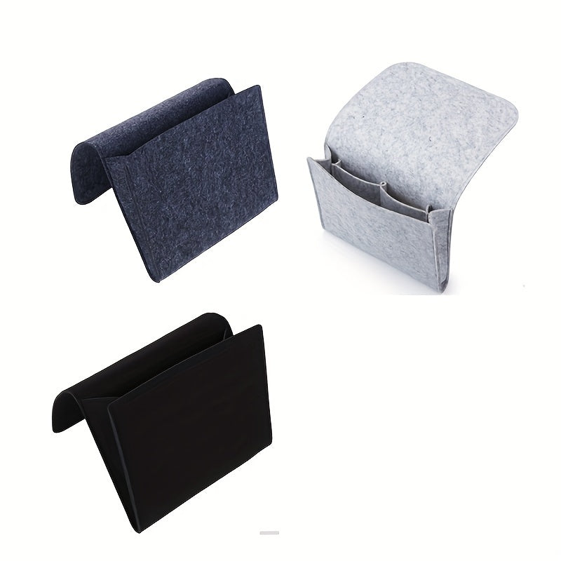 Felt Bedside Storage Bag Hanging Organizer Remote Control Books Laptop Portable