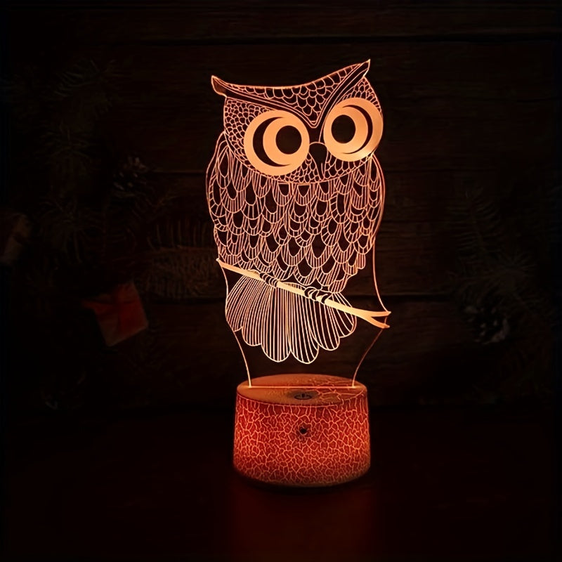 Owl Night Light 16 Colors Remote Control Smart Touch Dimmable 3D Lamp