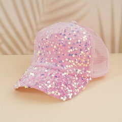 Sequins Solid Baseball Cap Mesh Hip Hop Trucker Hat Y2K Sunshade Sports Hats