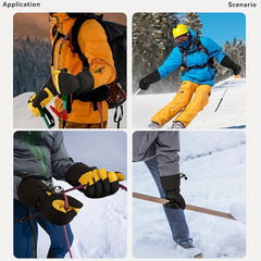 Cowhide Leather Winter Skiing Gloves Warm Thickened Gloves