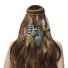 Boho Style Hand Woven Head Rope Peacock Feather Design