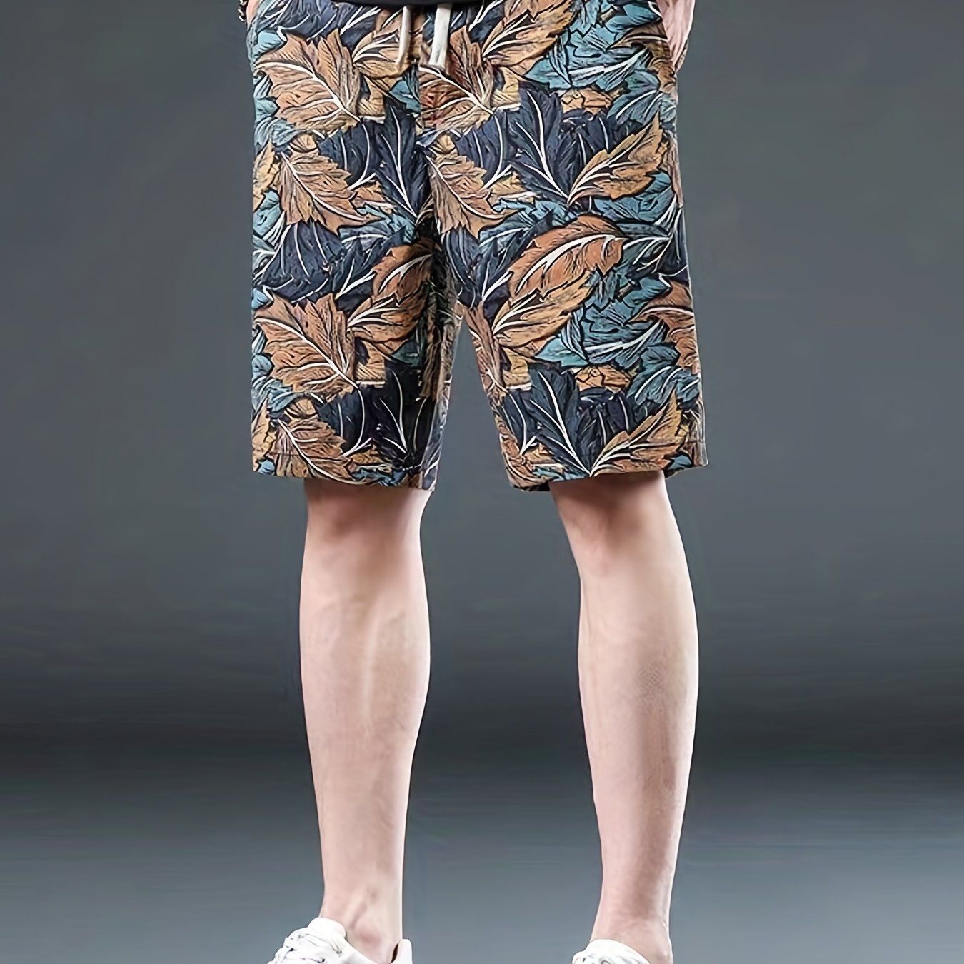 Leaves Print Shorts Casual Summer Pool Beach Shorts Men's Lounge Shorts