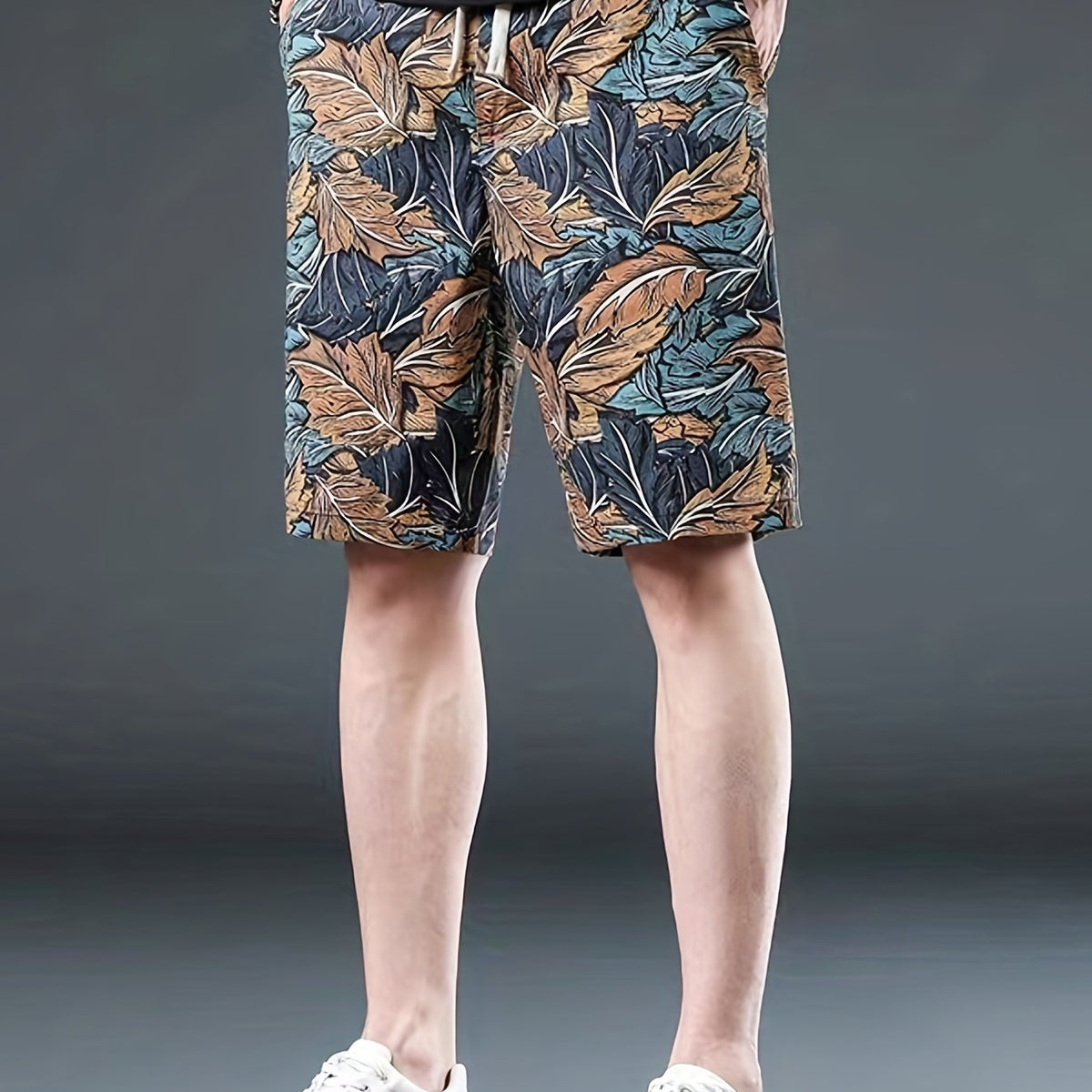 Leaves Print Shorts Casual Summer Pool Beach Shorts Men's Lounge Shorts