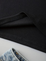 Ribbed Knit Crop Tank Top Sleeveless Skinny Tank Top