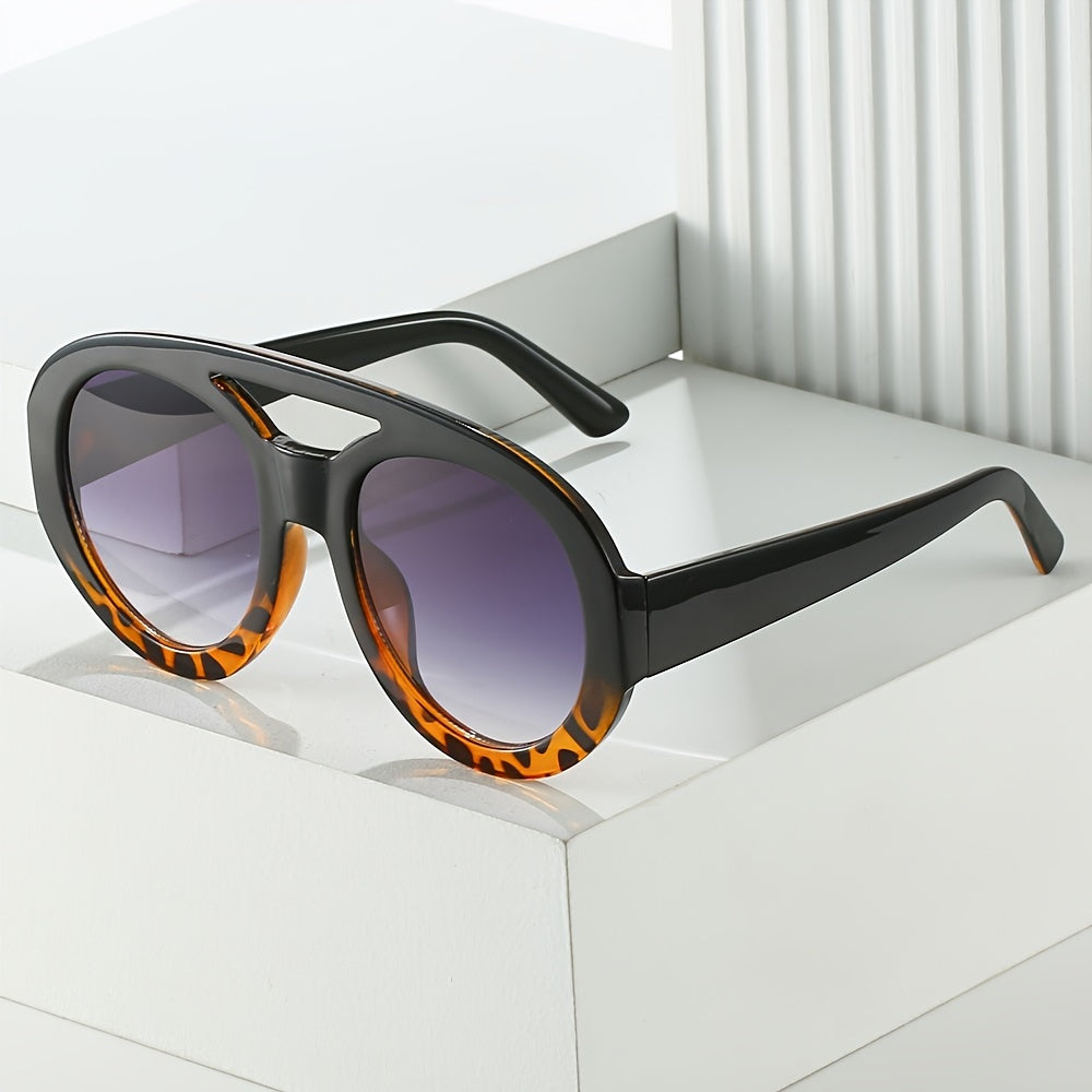 Gradient Round Sunglasses Double Bridge Vintage Eyeglasses