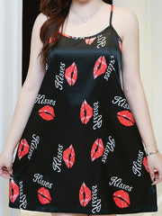  Lip Print Round Neck Cami Nightdress