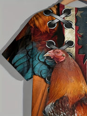 Patriotic Rooster Graphic Tee 3D Print Active Novelty Shirt