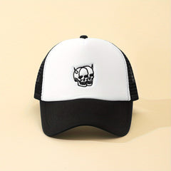 Mens Horned Skull Embroidered Baseball Cap