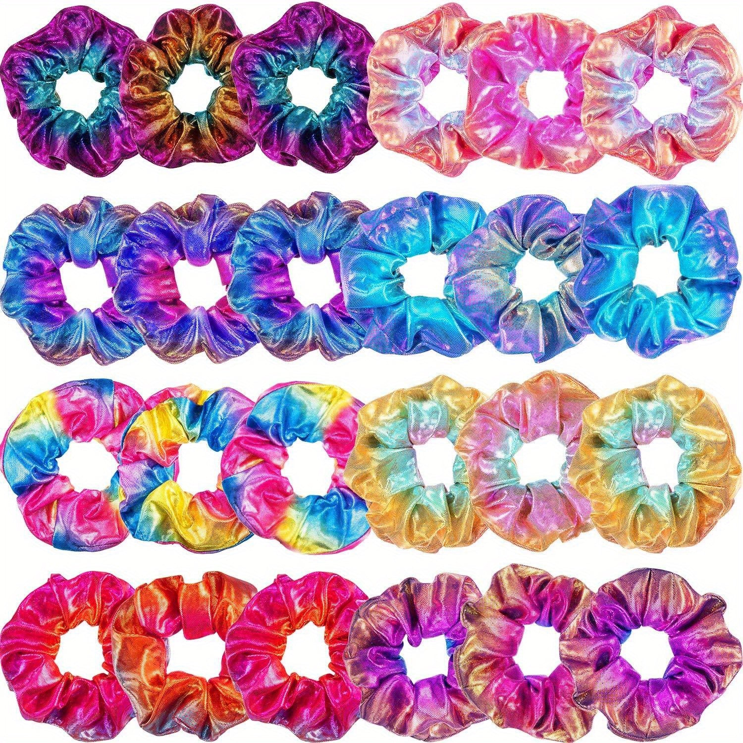10pcs Laser Scrunchie Hair Tie Glitter Y2K Hair Rope Holographic Female