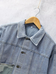 Boys Denim Jacket Camo Pocket Lapel Coat