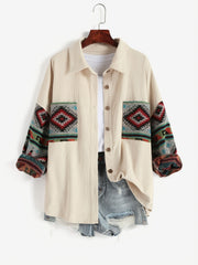 Retro Long Sleeve Lapel Jacket Casual Outerwear