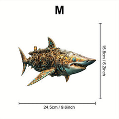 Steampunk Mechanical Shark Wooden Puzzle Gears Cogs Brain Teaser Home Decor Gift
