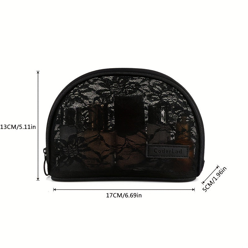 Floral Mesh Makeup Bag Women Breathable Zipper Pouch Toiletry Travel Organizer