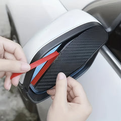 2pcs Car Rearview Mirror Rain Shield Carbon Fiber Texture