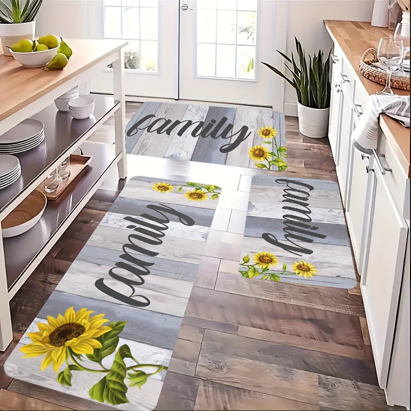 Sunflower Print Kitchen Mat Non-slip Soft Entrance Doormat