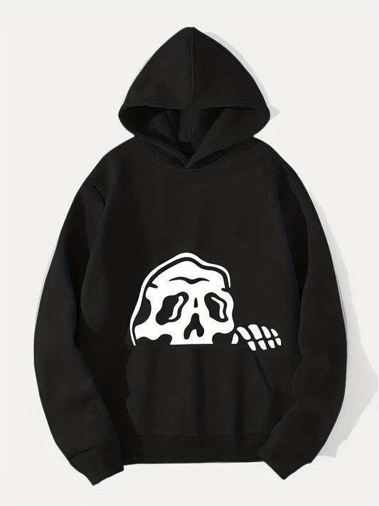 Skeleton Print Hoodie Men's Graphic Pullover Hooded Sweatshirt