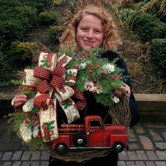 Christmas Red Truck Garland Farmhouse Decoration