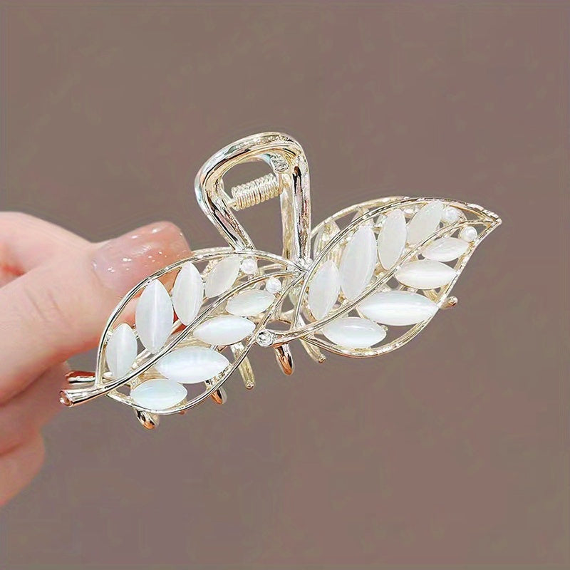 Opal Hair Claw Leaf Design Back Head Hair Accessories