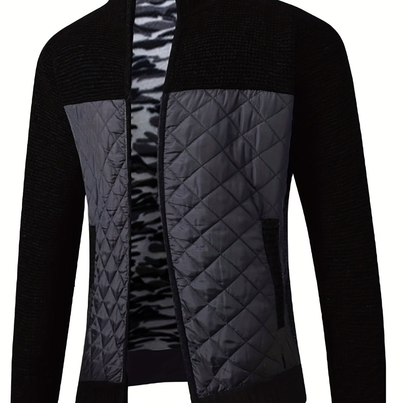 Plush Cardigan Jacket Men's Zip Up Sweater for Fall Winter