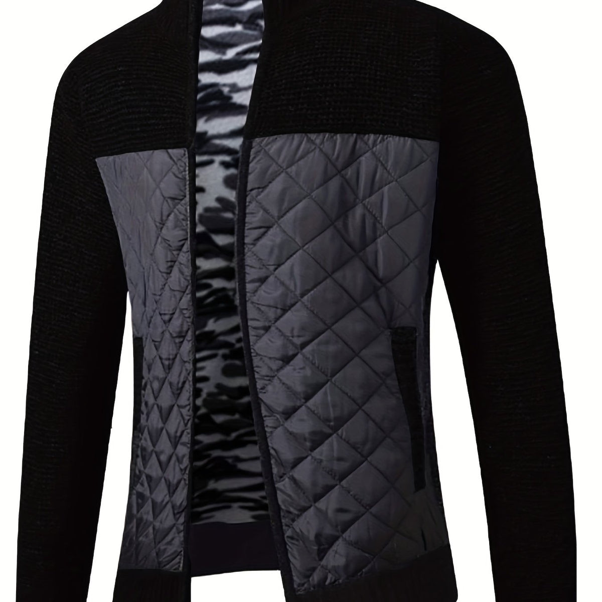 Plush Cardigan Jacket Men's Zip Up Sweater for Fall Winter