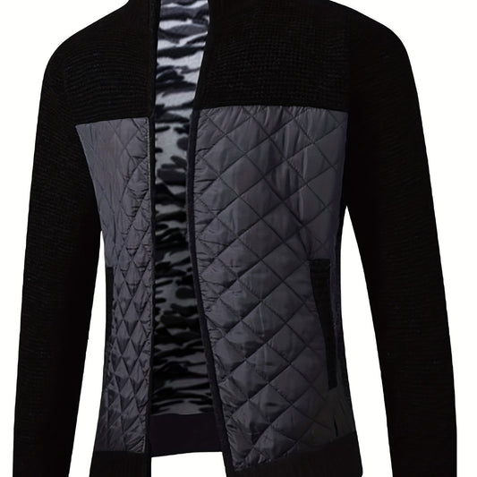 Plush Cardigan Jacket Men's Zip Up Sweater for Fall Winter
