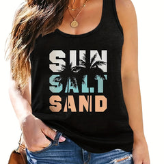  Casual Tank Top Womens Art Letter Print Medium Stretch Tank Top