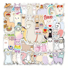50pcs Cartoon Llama Stickers, Waterproof & Unique for Luggage Skateboard