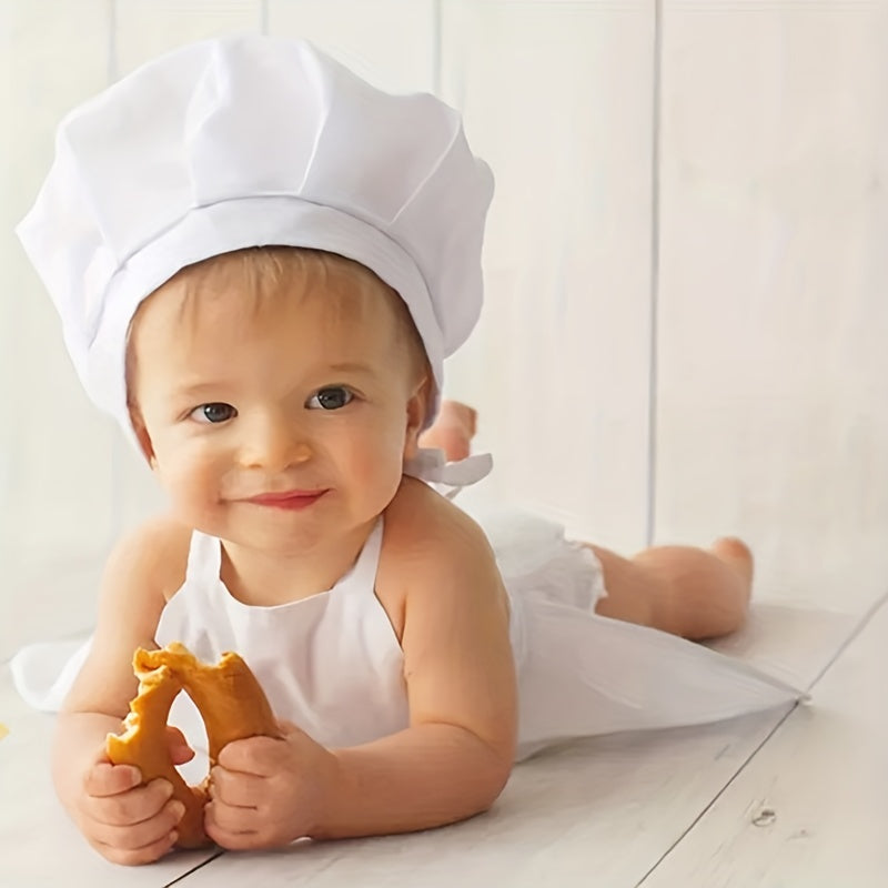 2pcs Baby Chef Hat Set Newborn Photography Props Junior Apron Kitchen Accessorie