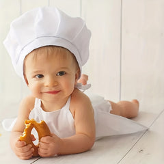 2pcs Baby Chef Hat Set Newborn Photography Props Junior Apron Kitchen Accessorie