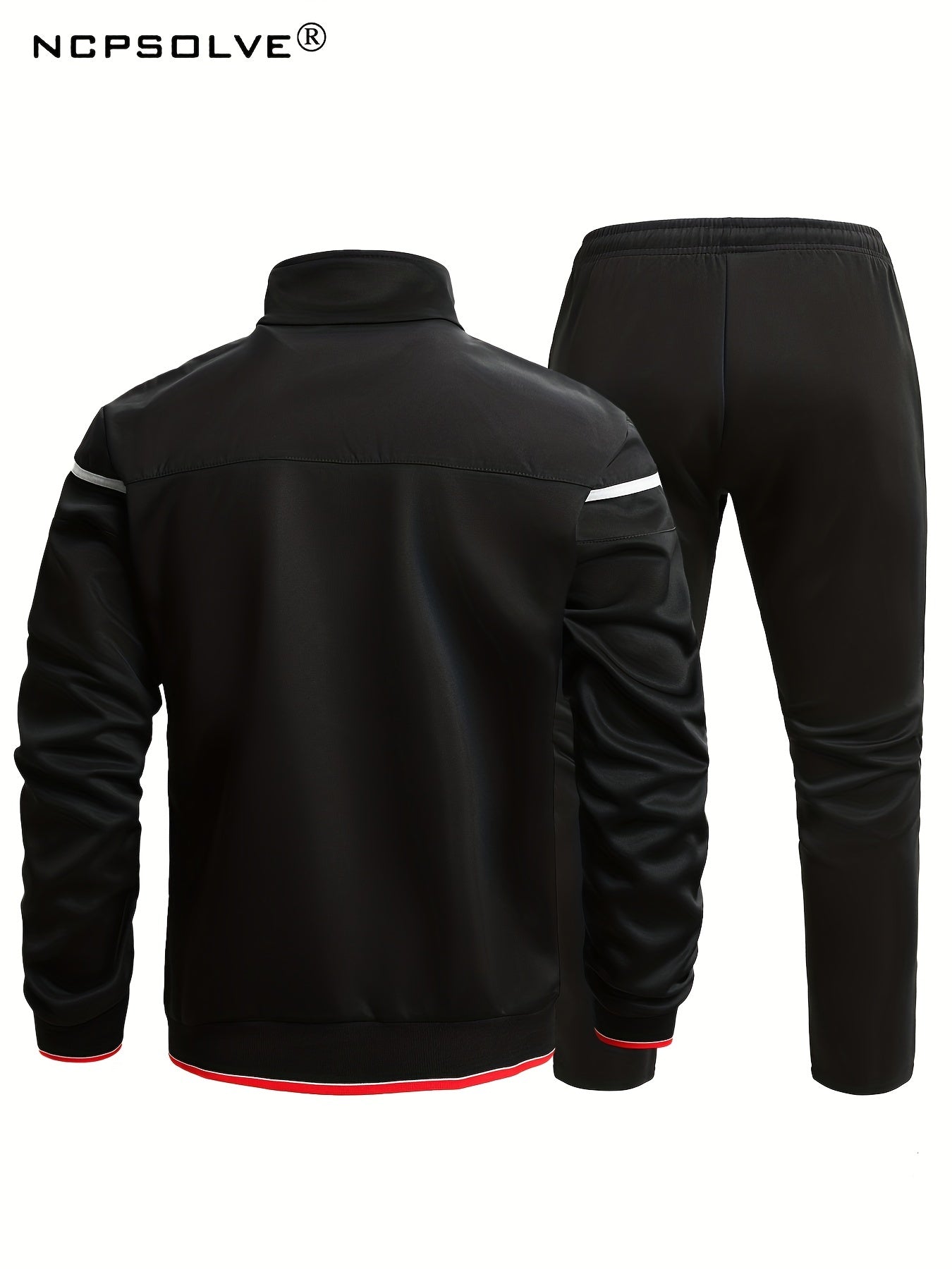 Men's Stand Collar Zip Up Jacket & Stretchable Pants Set