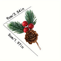 10pcs Christmas Tree Red Pine Cone Ornaments DIY Decoration