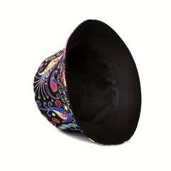 Paisley Print Bucket Hat Reversible Cartoon Anime Sunscreen Fisherman