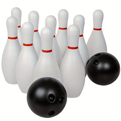 Bowling Ball Toy Set 10 Bottles 2 Balls Classic Style Large Size