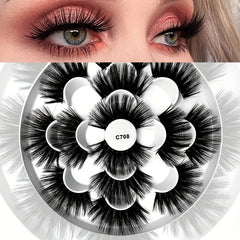 Fluffy 8D Faux Mink Lashes Natural Wispy Curly False Eyelashes