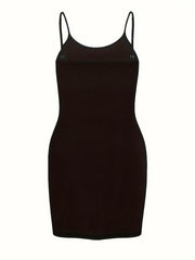  Casual Dress Women's Solid Round Neck Backless Cami Dress
