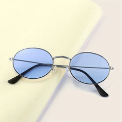 Round Frame Sunglasses Tinted Lens Thin Metal Frame Eyewear