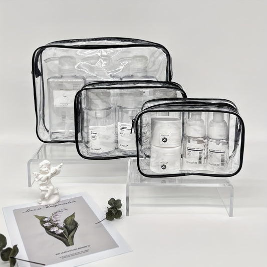 3pcs Transparent Toiletry Bag Cosmetic Storage Portable Travel Bag