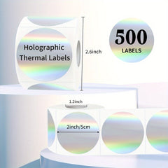 500pcs 2 Inch Holographic Circle Stickers Self Adhesive Waterproof Labels