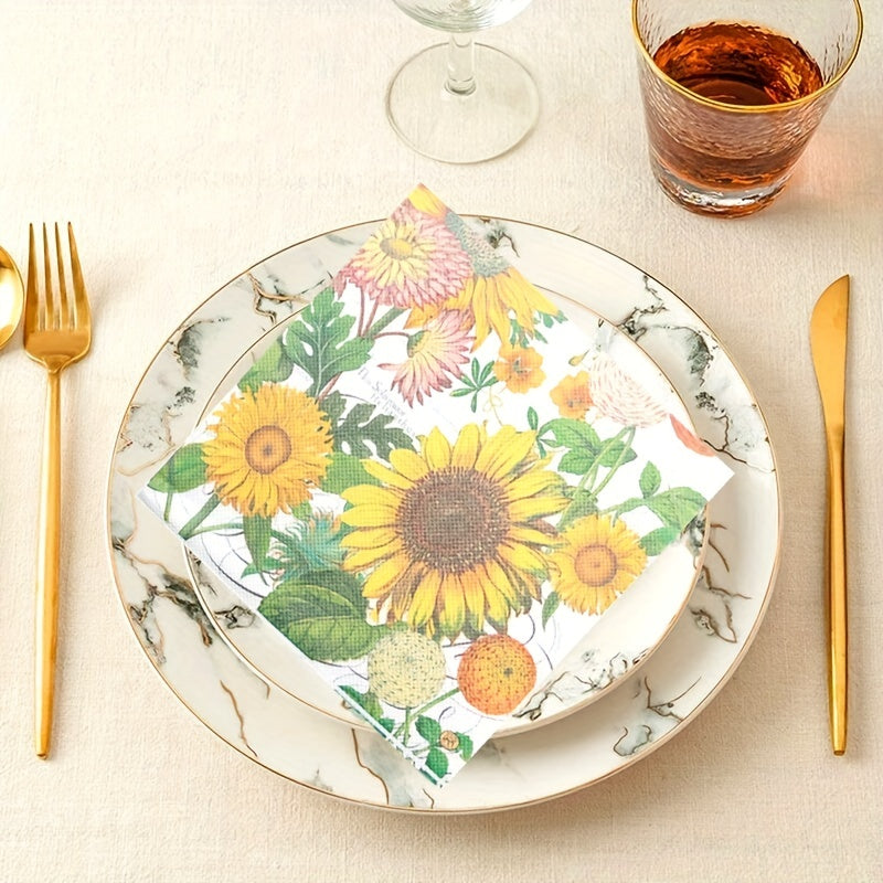 Sunflower Luncheon Napkins - 20pcs - Sunflower Theme Party Supplies