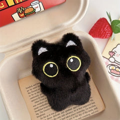 3pcs Soft Cat Plush Toy with Yellow Eyes Mixed Colors Small Pendant Pillow