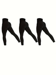 3pcs Seamless High Waist Yoga Leggings Tummy Control Tight Pants